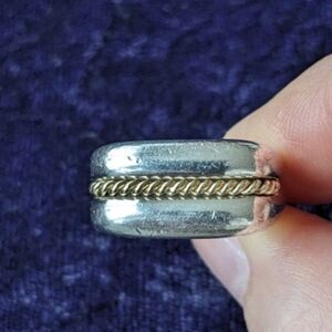 18K Gold And 925 Sterling Silver Luxury Birks Ring, Size 5.75